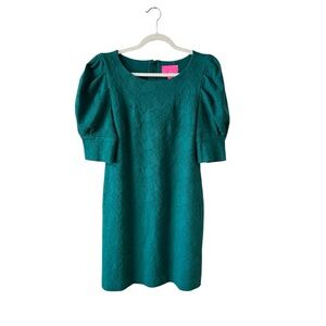 NWT Lilly Pulitzer Puff Sleeve Jacquard Shift Dress Hosta Green Size M $198